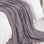 BOURINA Dark Lavender Throw Blanket 50 x90 Inches Textured Solid Soft Sofa - Image 4