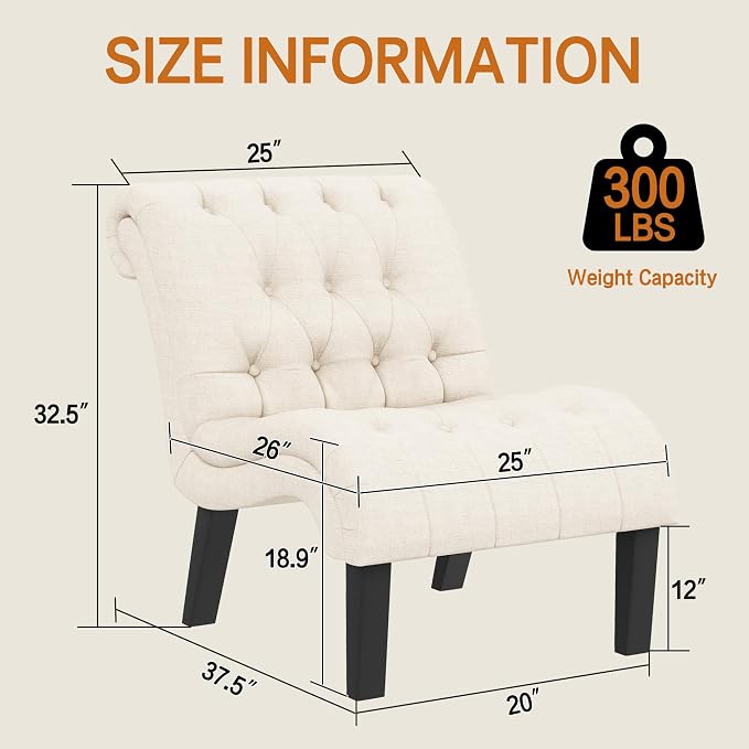 Accent Chairs Set of 2 Mid Century Modern Tufted Upholstered Chair - Image 2