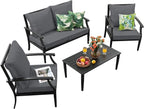 4-Piece Patio Conversation Set, Oversized Outdoor Metal Furniture Set - Image 7
