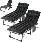 ABORON 2PK Oversized Chaise Lounge Chair, 5 Positions Padded Outdoor Tanning by ABORON
