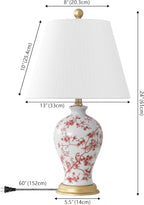 JONATHAN Y 24" White/Red French Country Ceramic Floral Urn Table Lamp, - Image 4