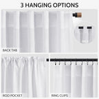 Snow White Linen Curtains 63 Inch Length - Image 2