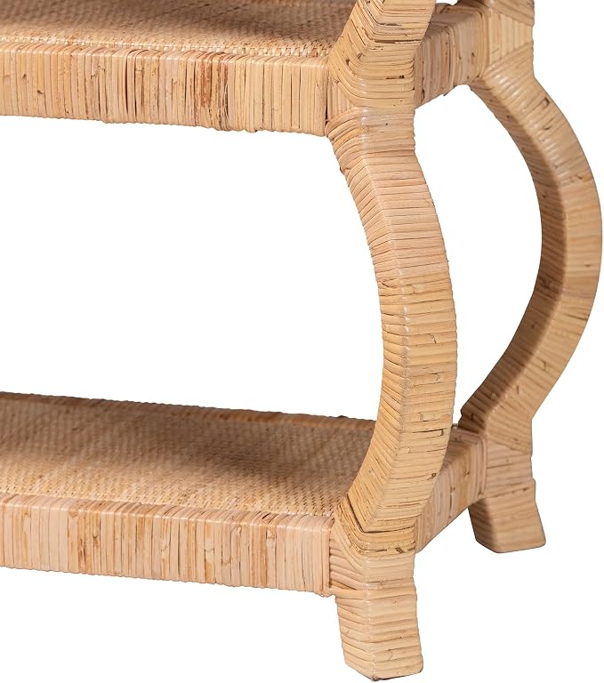 Bali & pari Dalida Bohemian Natural Rattan 3-Tier Console Table - Image 6