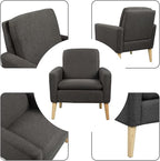 Modern Accent Chair for Living Room, Comfy Upholstered Linen Fabric Single Sofa - Image 4