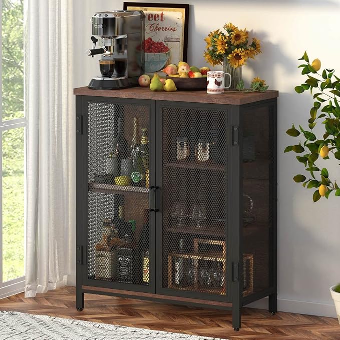 BON AUGURE Coffee Bar Cabinet for Liquor, Small Storage Cabinet for Home Kitchen by BONAUGURE