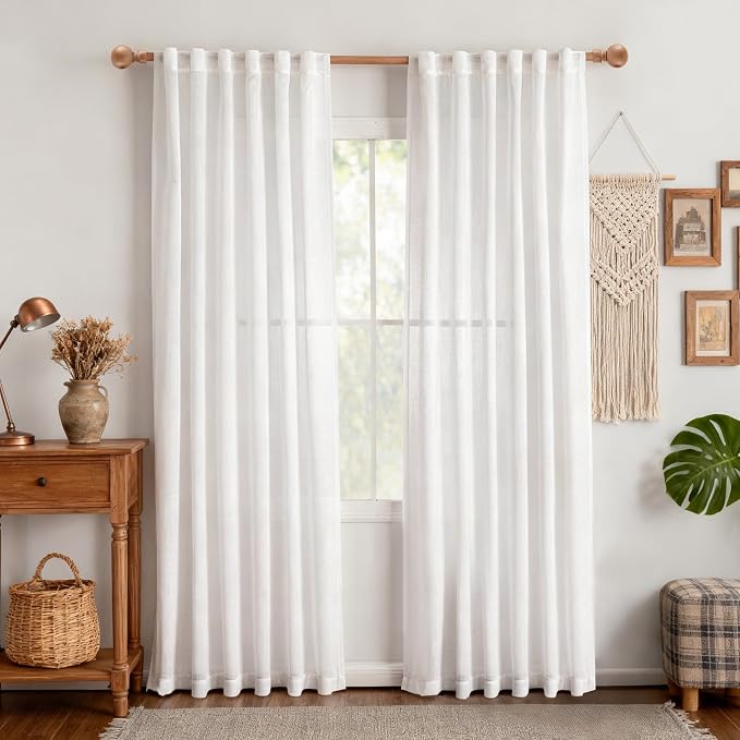 MYSKY HOME Patio White Sheer Curtains - Image 2