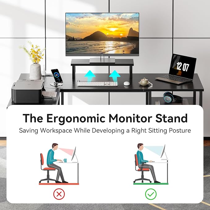 Furologee L Shaped Gaming Desk - Image 8