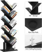 SHEEPAM 10 Tier Tree Book Shelf, Floor Standing Wood Bookshelf - Image 8