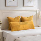 Fancy Homi Set of 2 Gold Yellow Boho Long Lumbar Body Decorative Throw Pillow - Image 2