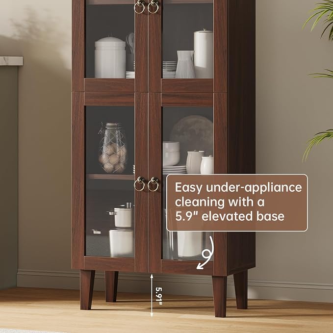 71" Tall Arched Cabinet with Acrylic Door, Modern Curio Arched Bookcase with - Image 4