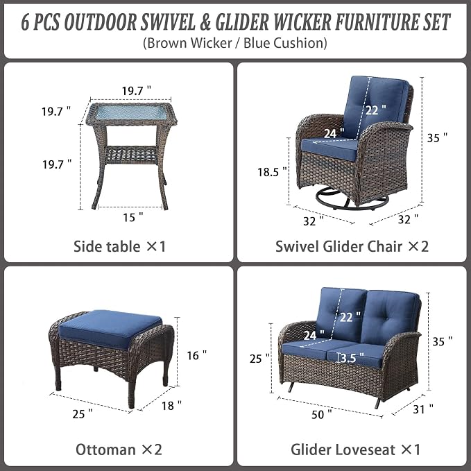 Belord 6 Piece Patio Conversation Sets - Image 2