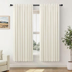 Cream Linen Blackout Curtains by Size 70 Inches Wide x 63 Inch Length Extra by Pitalk
