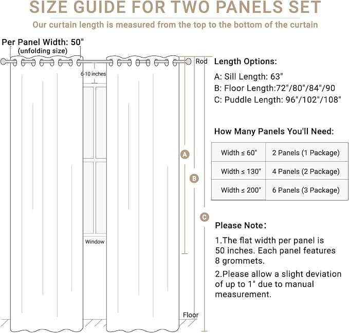 Linen Textured Total Blackout Curtains 84 Inches Long, Natural Flax | 100% - Image 9
