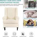 KRFOONN Stretch Wing Chair Slipcovers Jacquard 2 Piece Wingback Chair Covers - Image 7