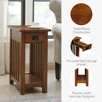 Leick Home Mission End Table, Solid Wood, 1 Storage Drawer, Bottom Display Shelf - Image 4