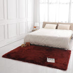 linmopm Faux Fur Rug Sheepskin Shag Fluffy Fuzzy Red 5x7 ft Rugs - Image 2