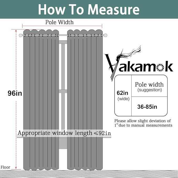 Yakamok Room Darkening Curtains 62x96 inch Length Charcoal Grey-Living Room | 2 - Image 7