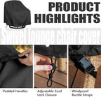 Outdoor Swivel Lounge Chair Cover, Fits to Lawn Patio Chairs, 420D - Image 3