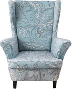 KRFOONN Velvet Wing Chair Slipcovers 2 Piece Stretch Printed Wingback Chair by KRFOONN