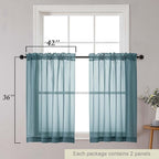 Cafe Curtains 36 Inch Length Tier 2 Pieces, Modern Soft Airy Sheer Kitchen - Image 2