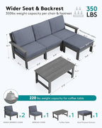 SERWALL Outdoor Sectional Sofa Set, 5-piece Outdoor Modula Couch Set - Image 2