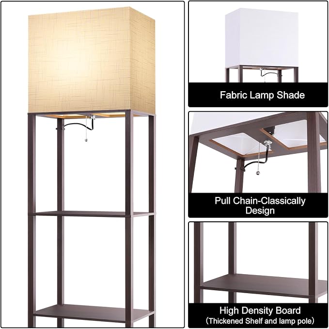 RUNTOP Plus - Floor Lamp with Shelves, Wide Shelf Lamp, Shelf Floor Lamp with - Image 5