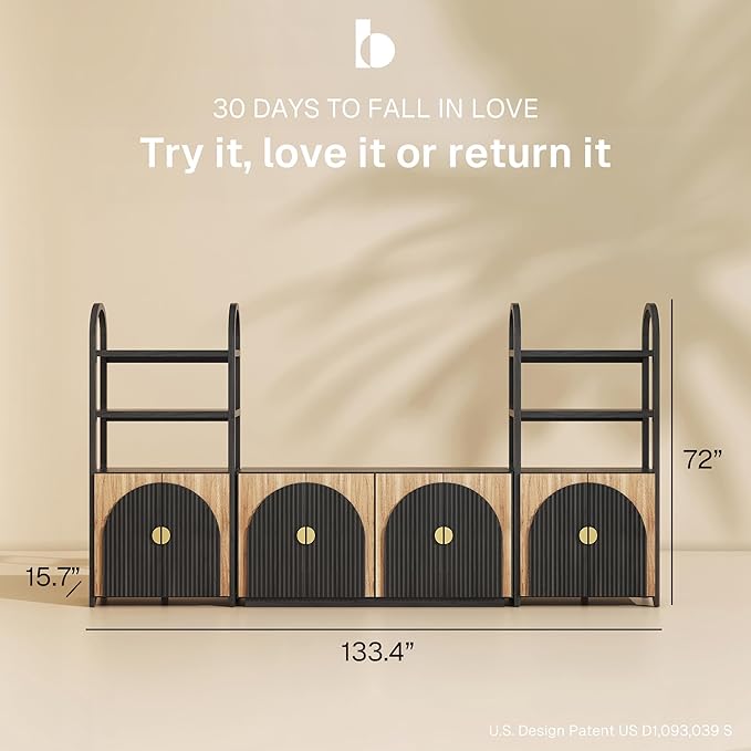 BELLEZE 3-Piece Arched TV Stand Entertainment Center - Image 2