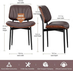 REONEY Dining Chairs Set of 8, Mid-Century Modern Upholstered PU Leather Chairs - Image 2