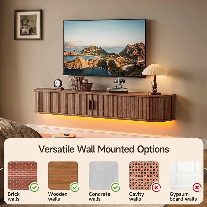63" Floating TV Stand with Power Outlet - Image 5