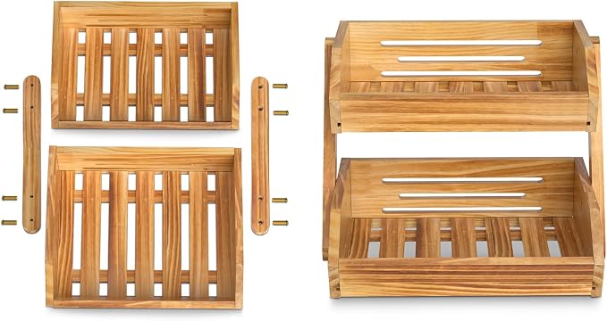 Merysen 2 Tier Wooden Fruit Basket - Image 7