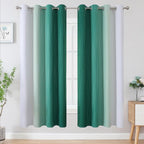 Green and Greyish White Blackout Curtains 52Wx72L 2 Panels | Ombre Curtains - Image 2