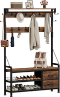 Lulive Hall Tree with Bench and Shoe Storage, 39.4” Entryway Bench with Coat by Lulive