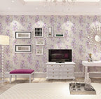 Retro Style Blooming Purple Flower Wallpaper Peel Stick Shelf Liner Funitures - Image 5