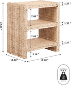JONATHAN Y Praerie Natural Woven Rattan and Mango Wood 3-Tier End Table - Image 3