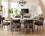 HNY Mid Century Modern Dining Chairs Set of 6, Farmhouse Linen Upholstered - Image 7