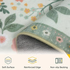 RELEANY Floral Washable 6x9 Area Rugs Beige/Green | Flower Carpet Print Boho - Image 3