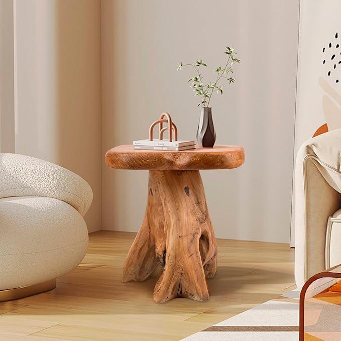 Small Side Table, Freeform Live Edge Wood Stool, Unique Design Natural Plant by Unknown
