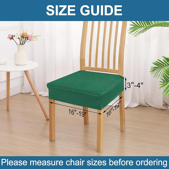 Smiry Waterproof Seat Covers for Dining Room Chairs Set of 4, Stretch Jacquard - Image 2