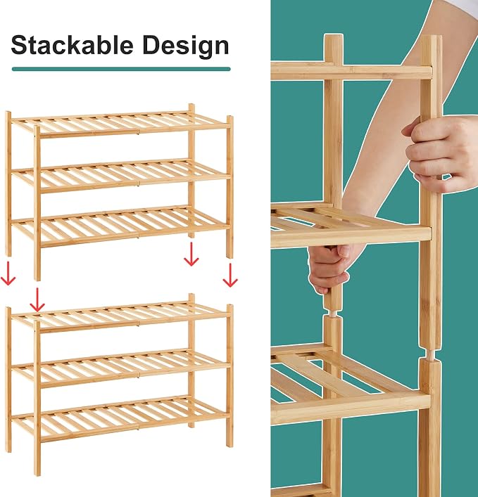 viewcare 6-Tier Bamboo Shoe Rack - Image 5