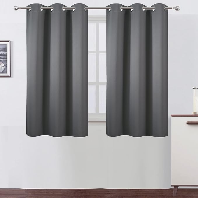Grey Blackout Curtains 34 x 54 Inch Length/Set of 2 Curtain Panels/Thermal by Lemomo
