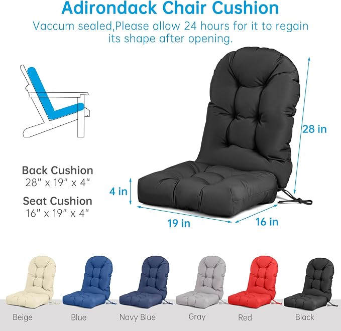 Adirondack Chair Cushion Waterproof Rocking Chair Cushion, Tufted High Back - Image 3