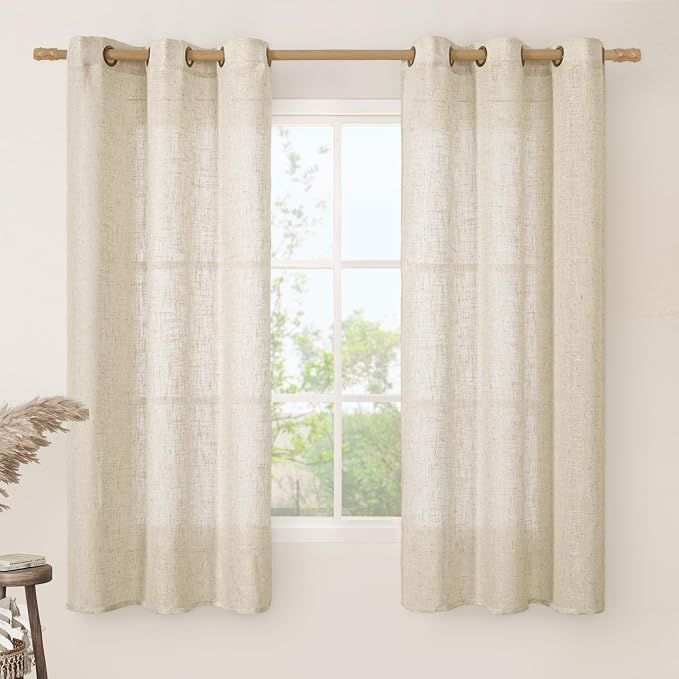 Sheer Linen Curtains 63 inches Length by LAMIT