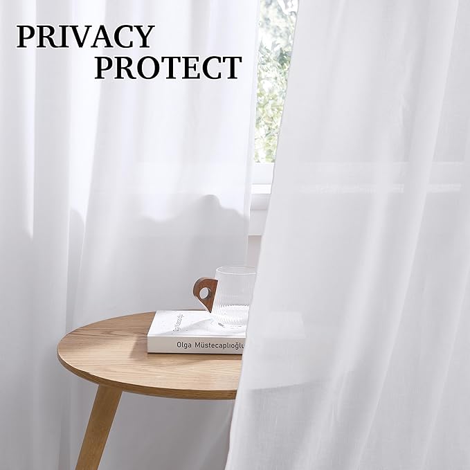 RYB HOME Sheer Curtains 108 inches, Extra Long Floor to Ceiling Curtains | - Image 3