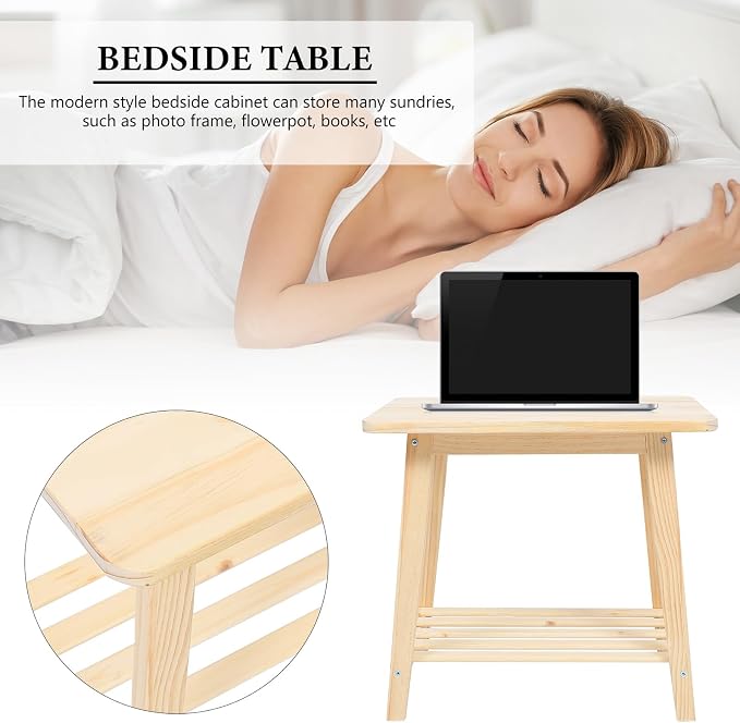 Nordic Style Solid Wood Bedside Table Shelf Small Sofa Corner Tea Table Living - Image 8