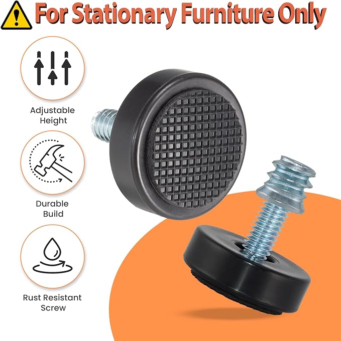 M6 Adjustable Furniture Leveler, 12 Pack Rubber Leveling Feet Screws in Threaded - Image 3