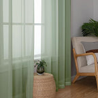 Sheer Curtains, Sage Green Sheer Curtains 78 inch Length 2 Panels Set, Rod - Image 4
