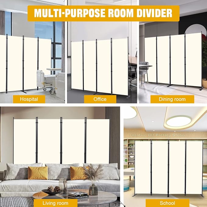 Room Divider 6FT Portable Room Dividers and Folding Privacy Screens, 4 Panel - Image 5