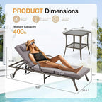 HOMREST Pool Lounge Chairs Set of 3, Outdoor Wicker Chaise - Image 2