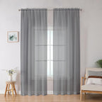 Grey Sheer Curtains, Sheer Curtains 78 inches Long 2 Panels Set, Rod Pocket - Image 2