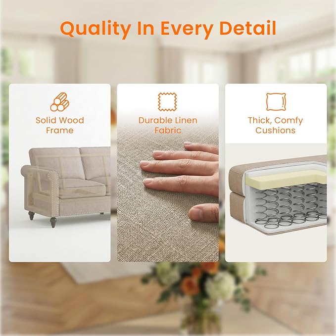 Living Room Sofa Sets 2 Piece, Modern 3 Seater Sofa and Loveseat Couch Sets - Image 4